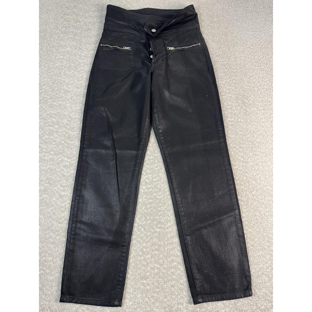 Revice Denim Jeans Womens 30 Black Coated High Rise Straight Zip Pocket Made USA